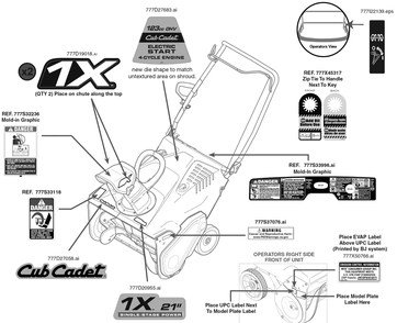 Label Map Diagram and Parts List for 1X21-INCH (31PS2M5E710)(2018) Cub Cadet Snow Blower